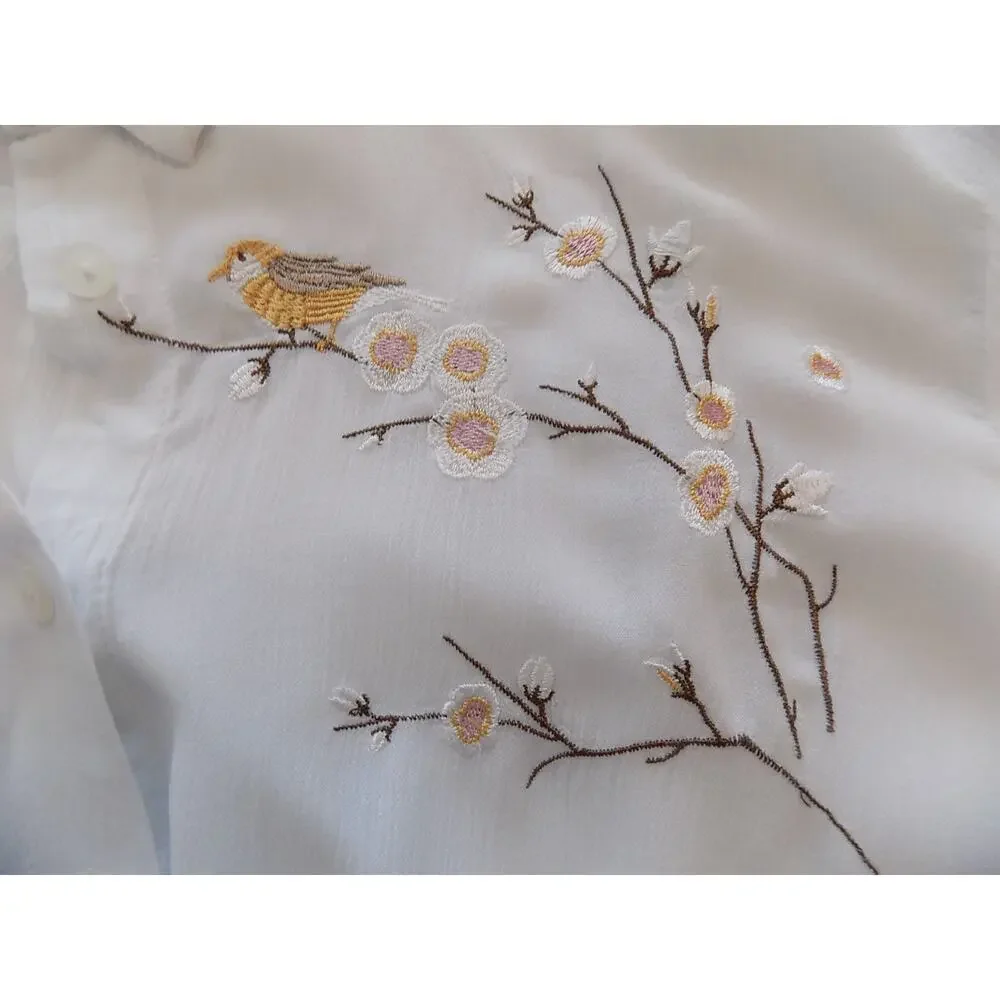 Lauren Conrad button front blouse embroidered boho size XL